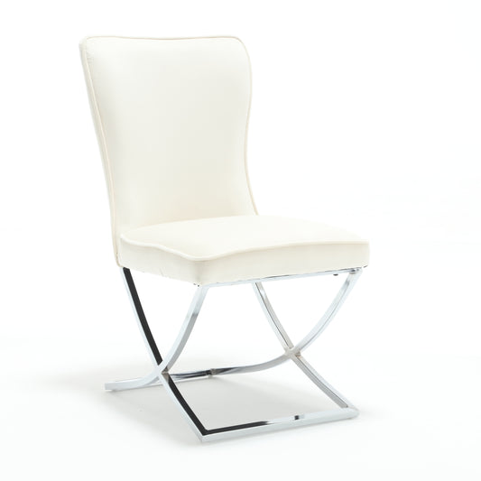 Stuhl Esszimmerstuhl Wohnzimmerstuhl + Samtstoff + Silbergestell