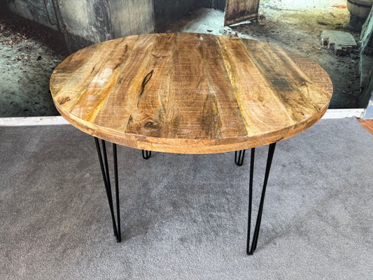 Esstisch Rund +Massivholz +Metallgestell +Neu auf Lager