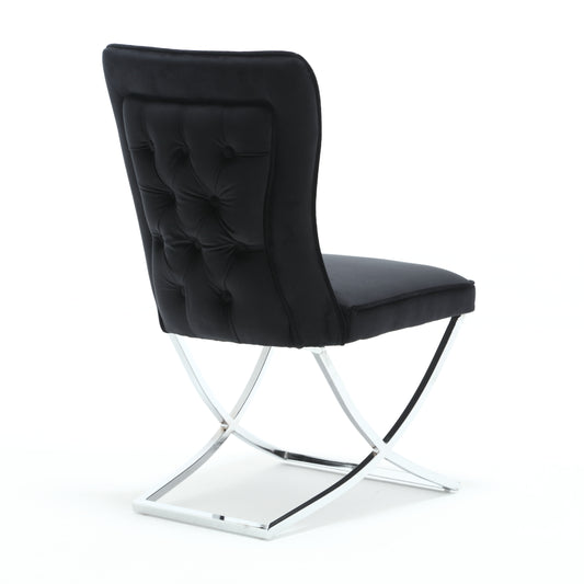 Stuhl Esszimmerstuhl +Samtstoff +Silbergestell