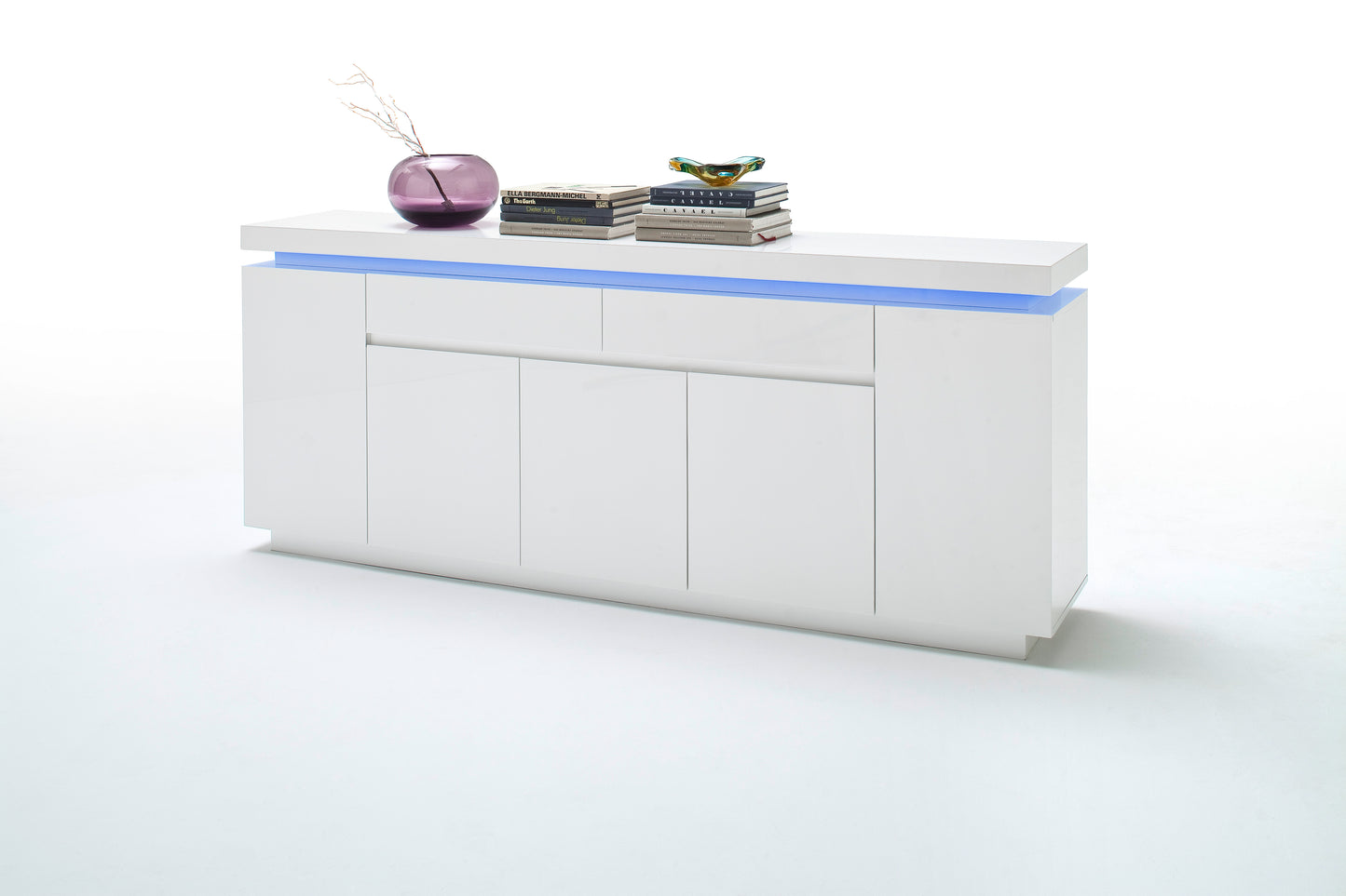 Kommode Sideboard + LED +Hochglanz weiß + Neu auf Lager