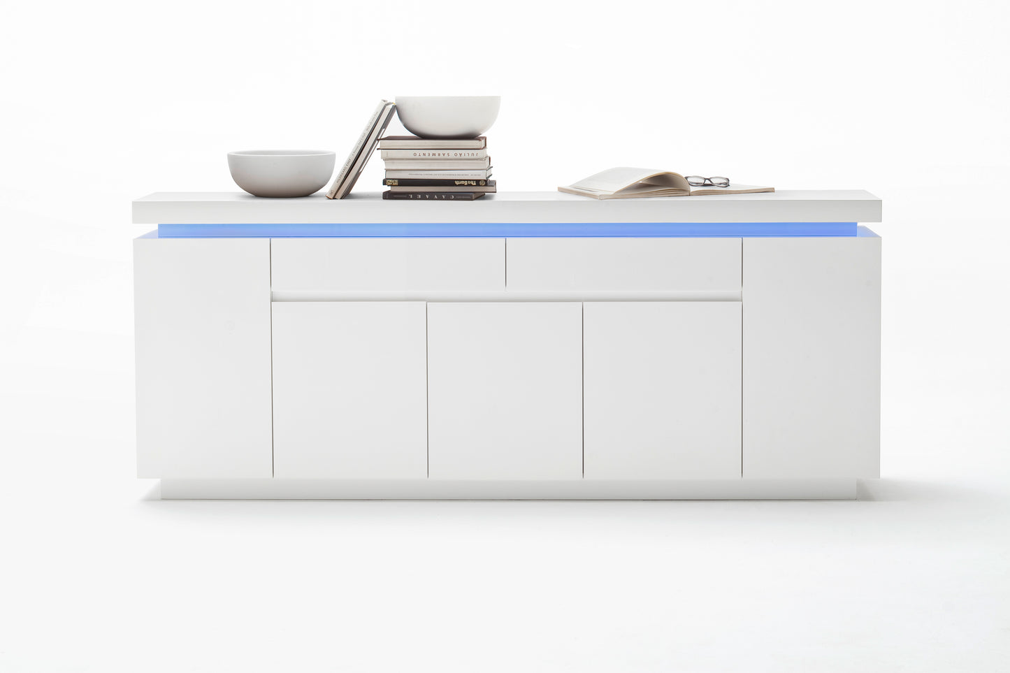 Kommode Sideboard + LED +Hochglanz weiß + Neu auf Lager