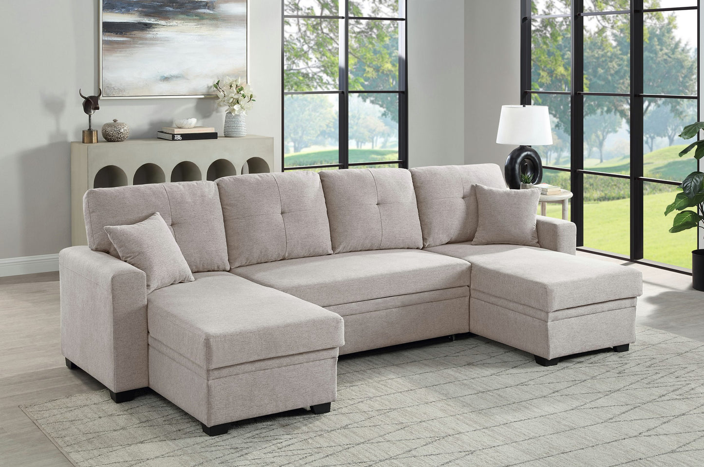 Wohnlandschaft Sofa Couch + Bettfunktion + Stauraum