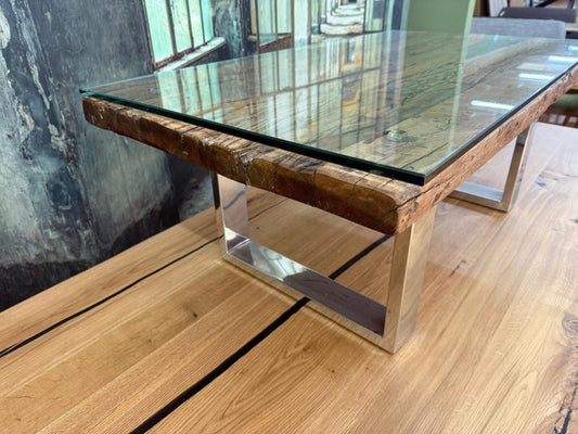 Couchtisch +Glasauflage +Massivholz