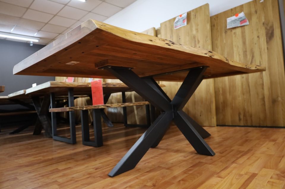 Esstisch Tisch + Massivholz Akazie +Echte Baumkante 220x100cm