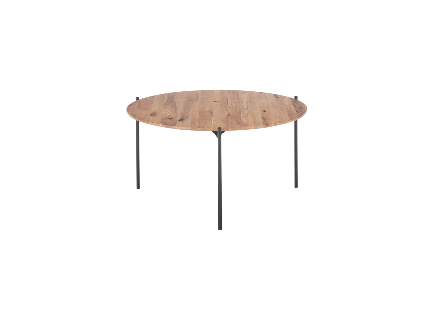 Couchtisch+ Eiche Massiv Holz + Metall Gestell Schwarz Matt