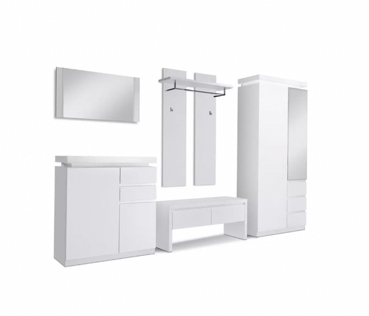 Kommode Garderobe +Auch Einzelverkauf ! +LED +Hochglanz Weiß