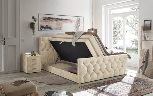 Boxspringbett Bett Kastenbett 180x200cm +Bettkasten + Topper