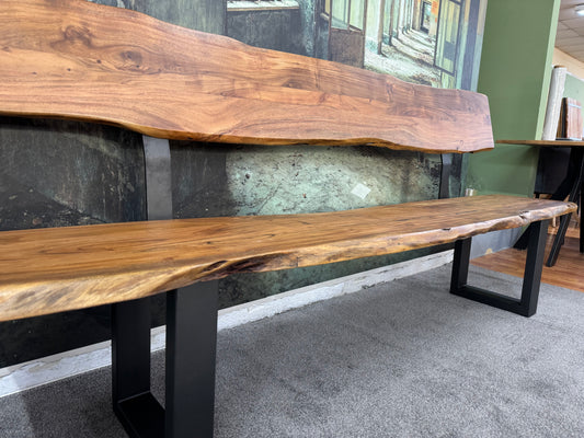 Esszimmerbank Akazie + Rückenlehne + Baumkante +verschiedene Größen