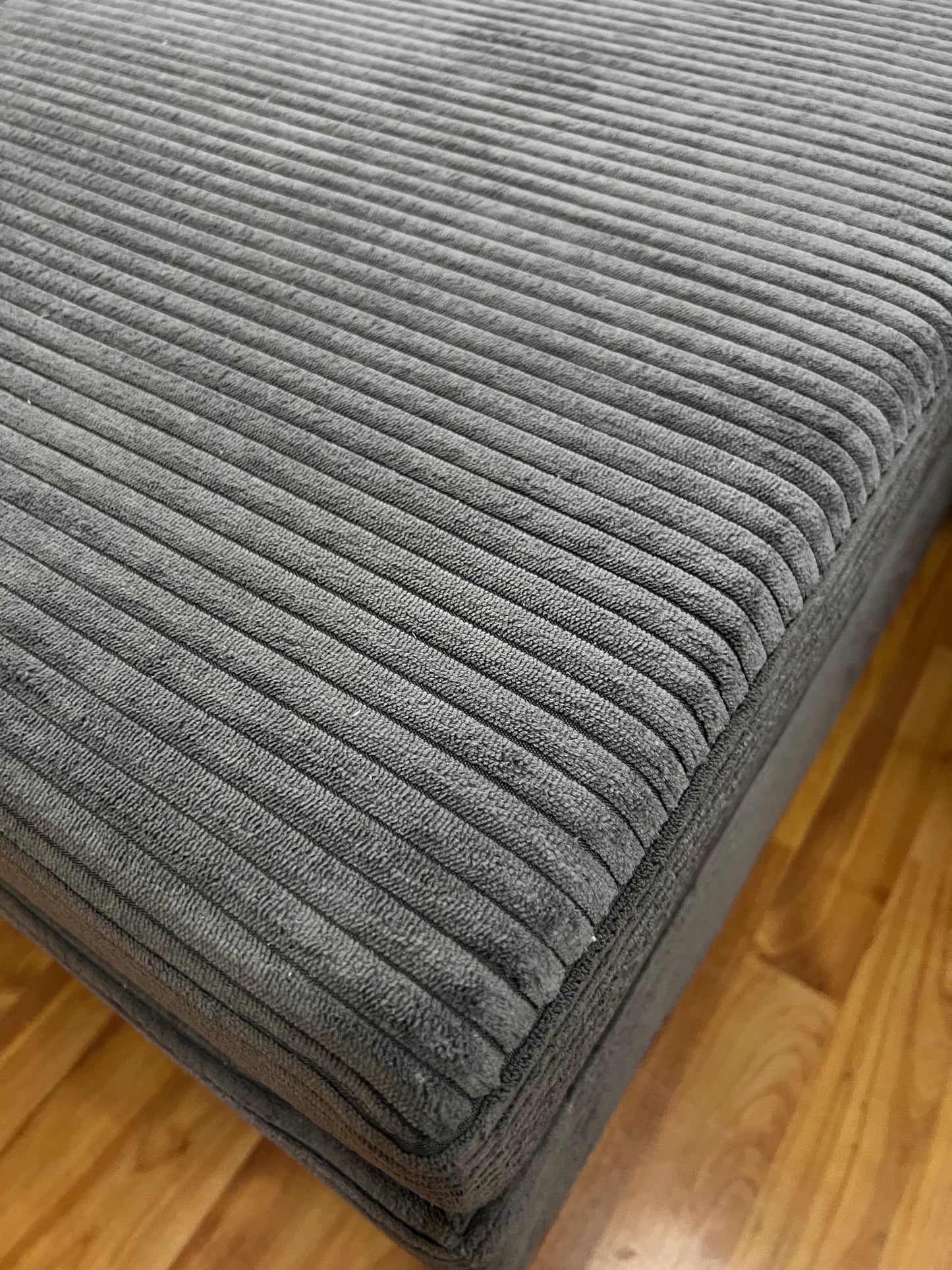 Sofa Wohnlandschaft + Seiten wechselbar + Cord Stoff grau