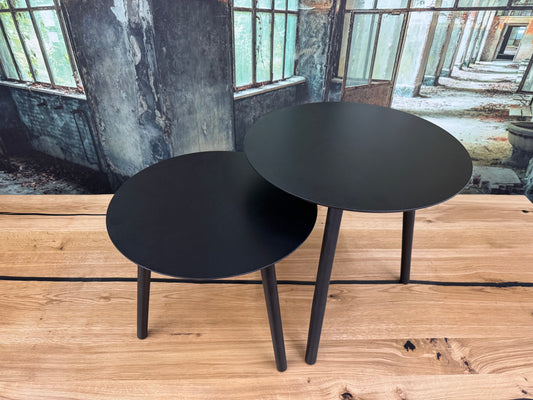 Beistelltisch +2'er Set +schwarz +Holzfüße +Einzelstück