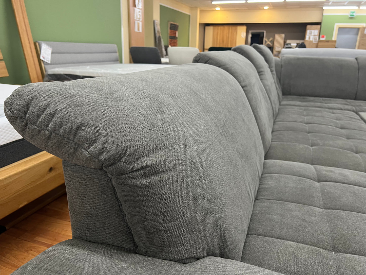 Sofa Couch Wohnlandschaft + Bettfunktion + Stauraum + Kopfteile verstellbar