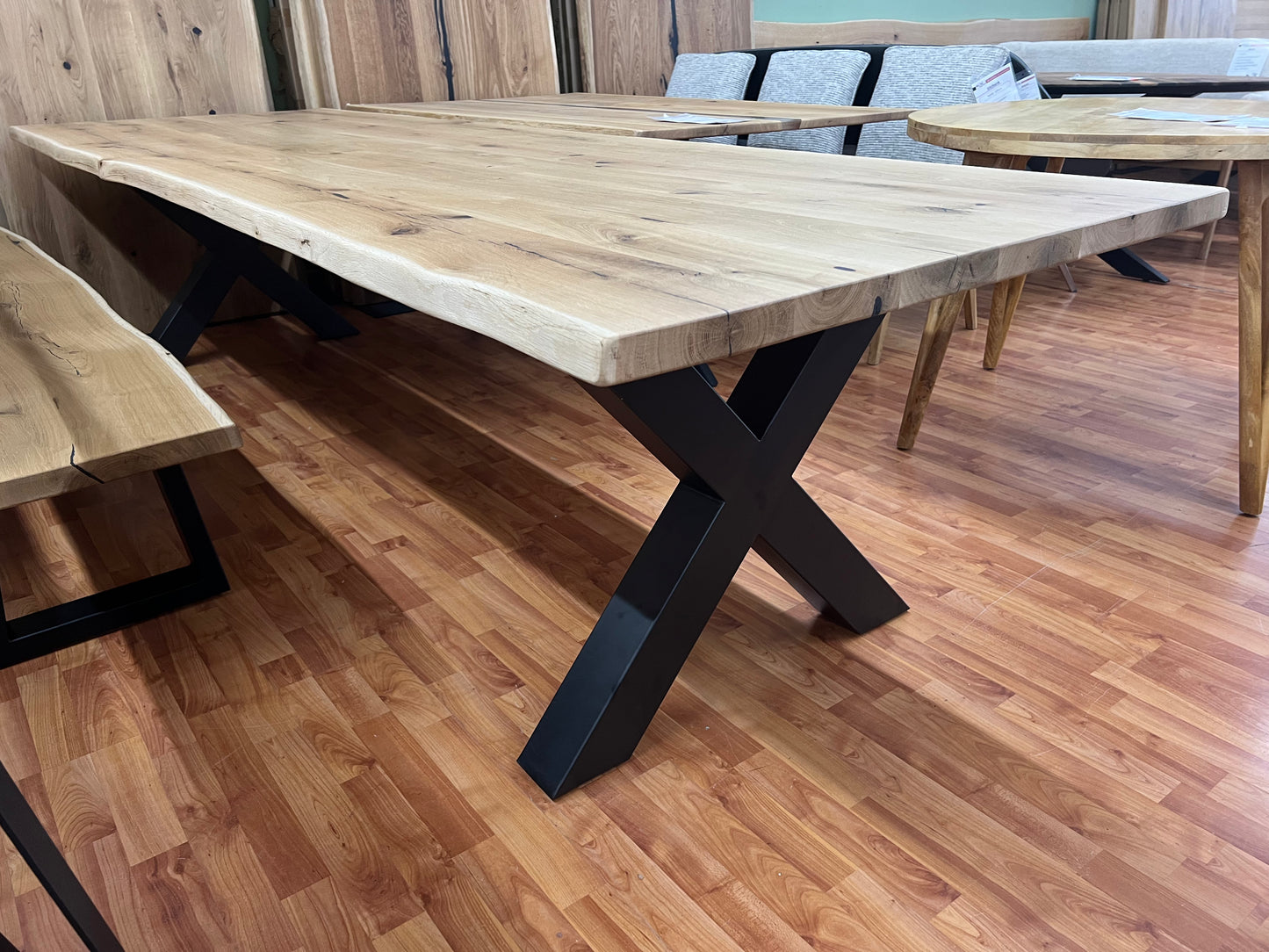 Esstisch Tische + Vollmassiv Eiche + Baumkante 320cm