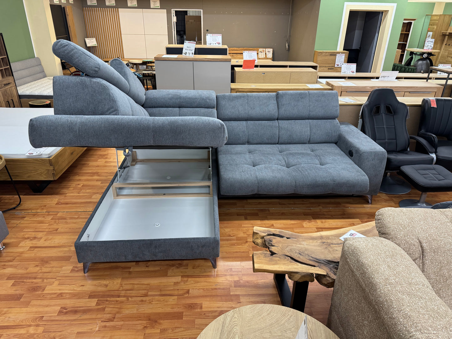 Couch Sofa Wohnlandschaft +USB +elektr. Sitztiefenverstellung +Kopfstützenverstellung +Stauraum +Rückenlehnenverstellung