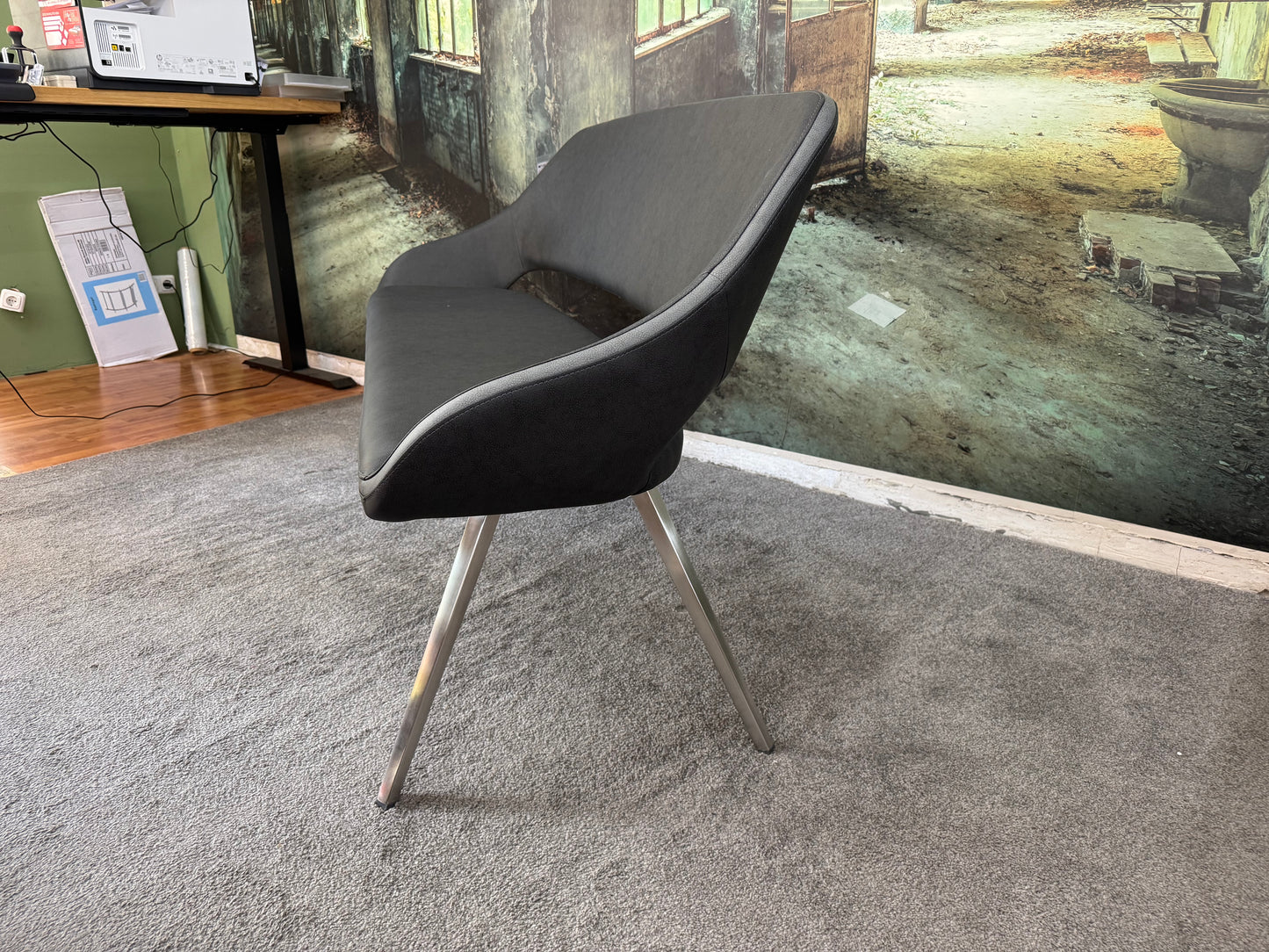 Sitzbank Bank +Lederoptik +Edelstahlfüße +175cm