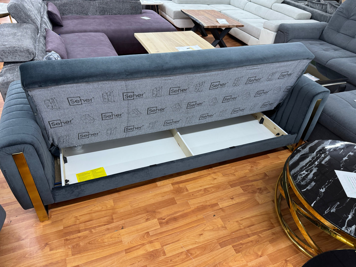 Sofa Couch Wohnlandschaft +Bettfunktion +Stauraum +Samtvelours