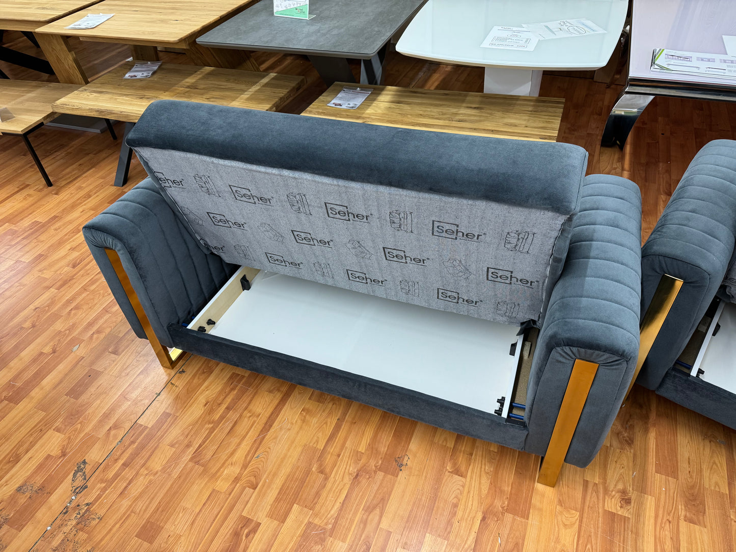 Sofa Couch Wohnlandschaft +Bettfunktion +Stauraum +Samtvelours