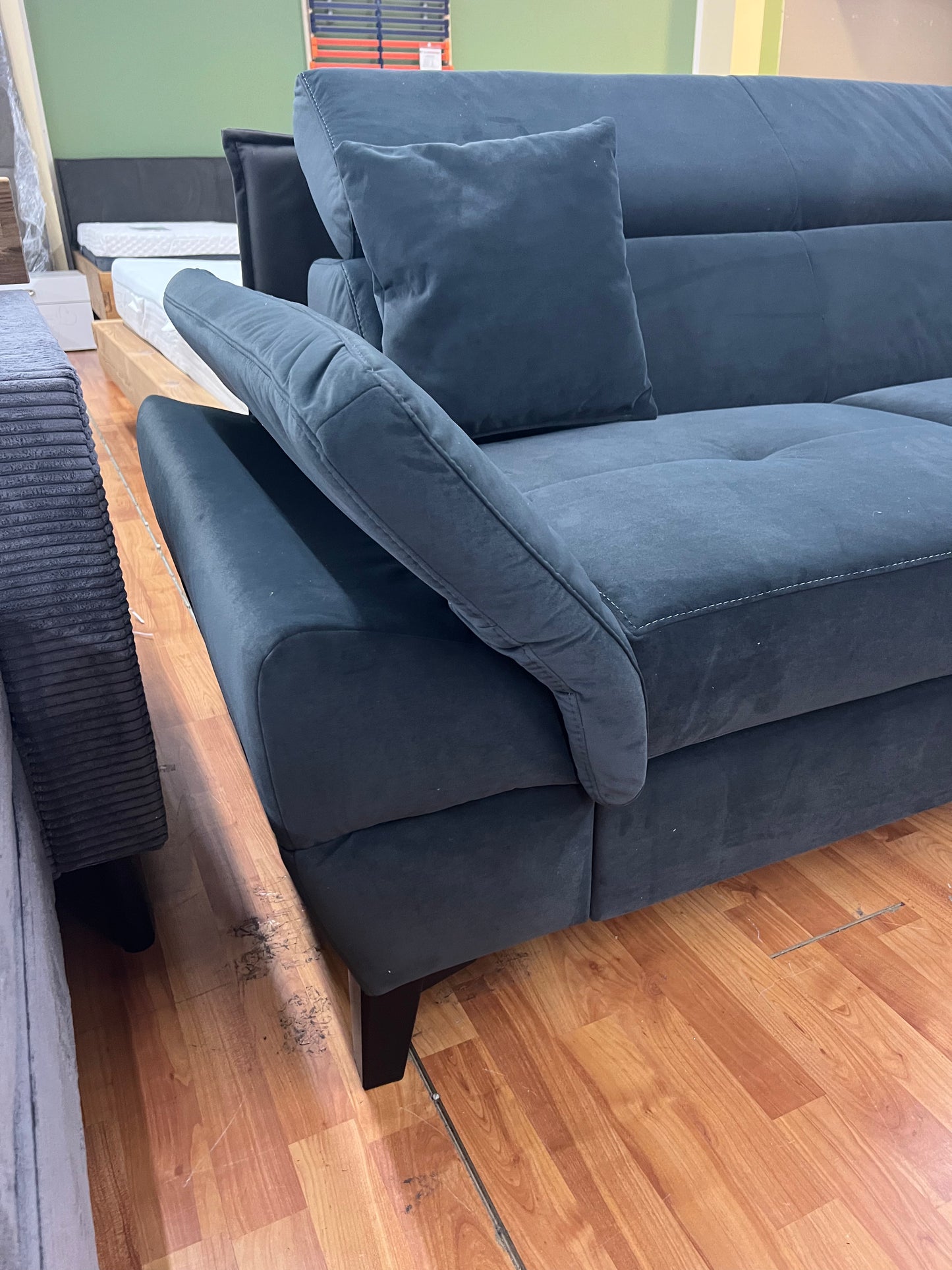 Sofa Couch + Bettfunktion + Stauraum + Kopfteile verstellbar + Armlehne verstellbar + Kissen
