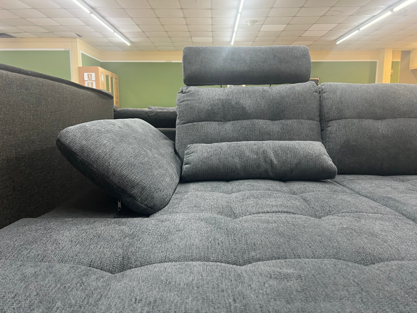 Wohnlandschaft Couch Sofa Maße: 257 x 208cm + Bettfunktion + Stauraum + Kopfteile verstellbar + Armlehne verstellbar + Kissen