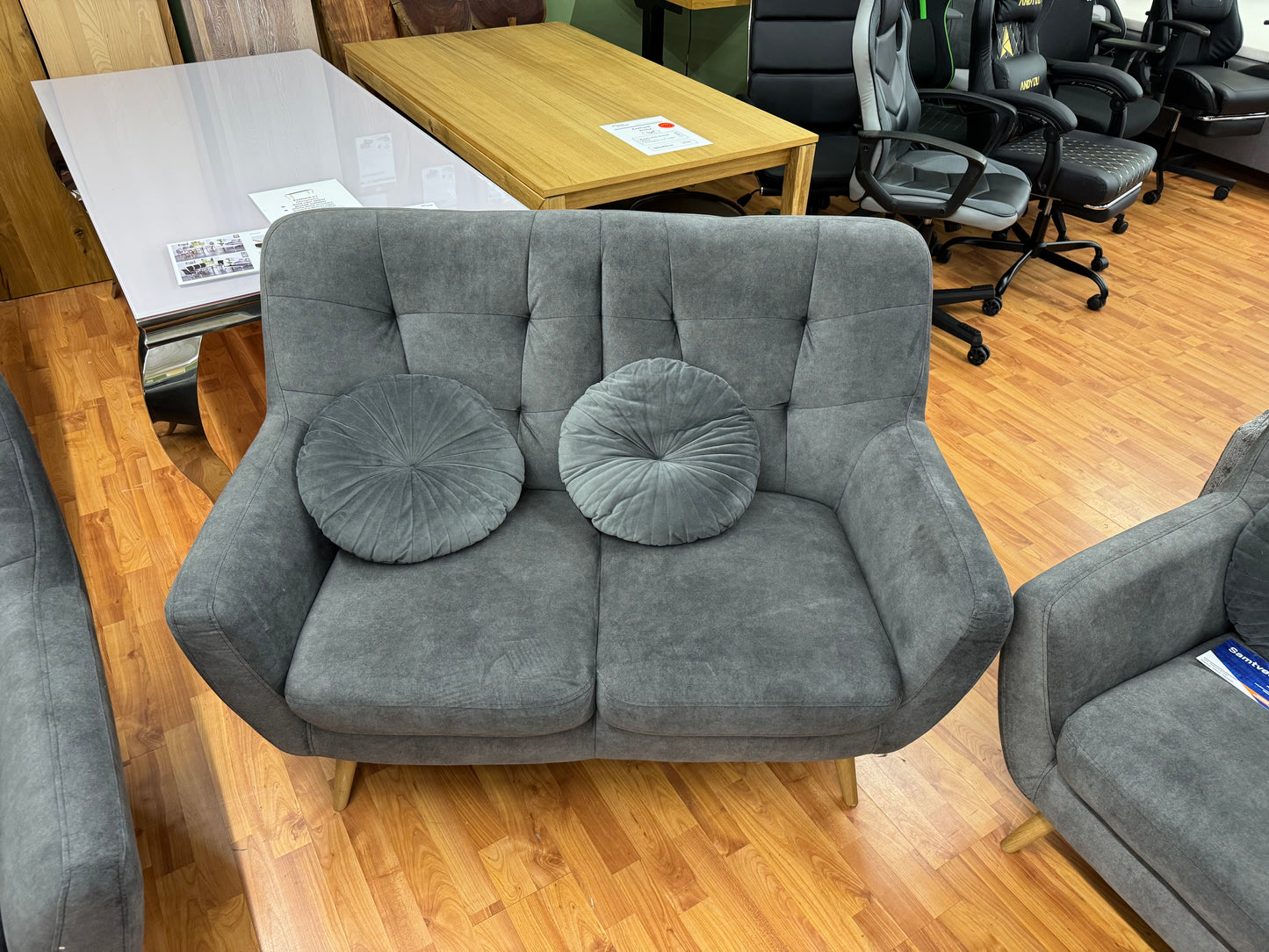 Sofa Couch Wohanlandschaft Set +3'er Set +Kissen +Samtstoff
