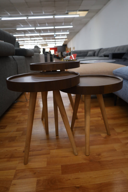 Beistelltisch Couchtisch Tisch + 3er Set + Gestell Massivholz