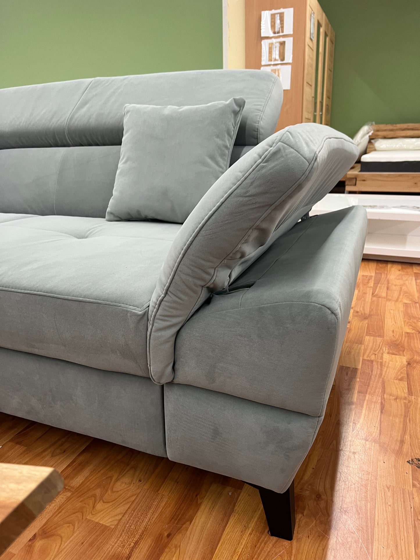 Sofa Couch Wohnlandschaft + Bettfunktion + Stauraum + Kopfteile verstellbar