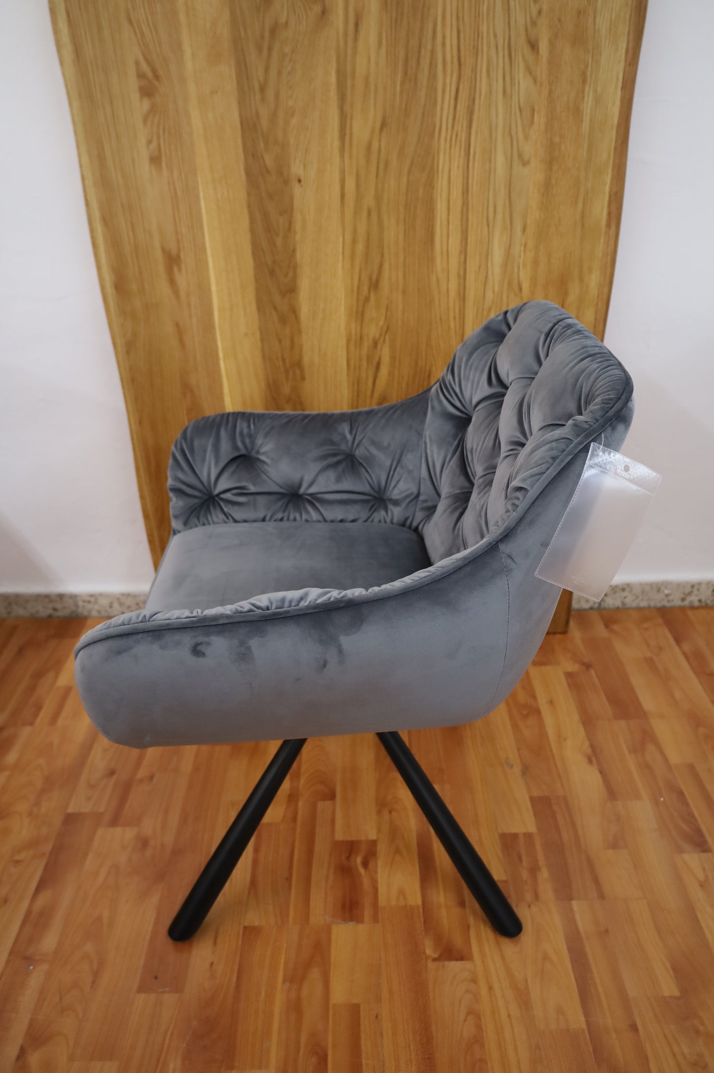 Esszimmerstuhl Stuhl + Samt Stoff + Drehbar + Chesterfield