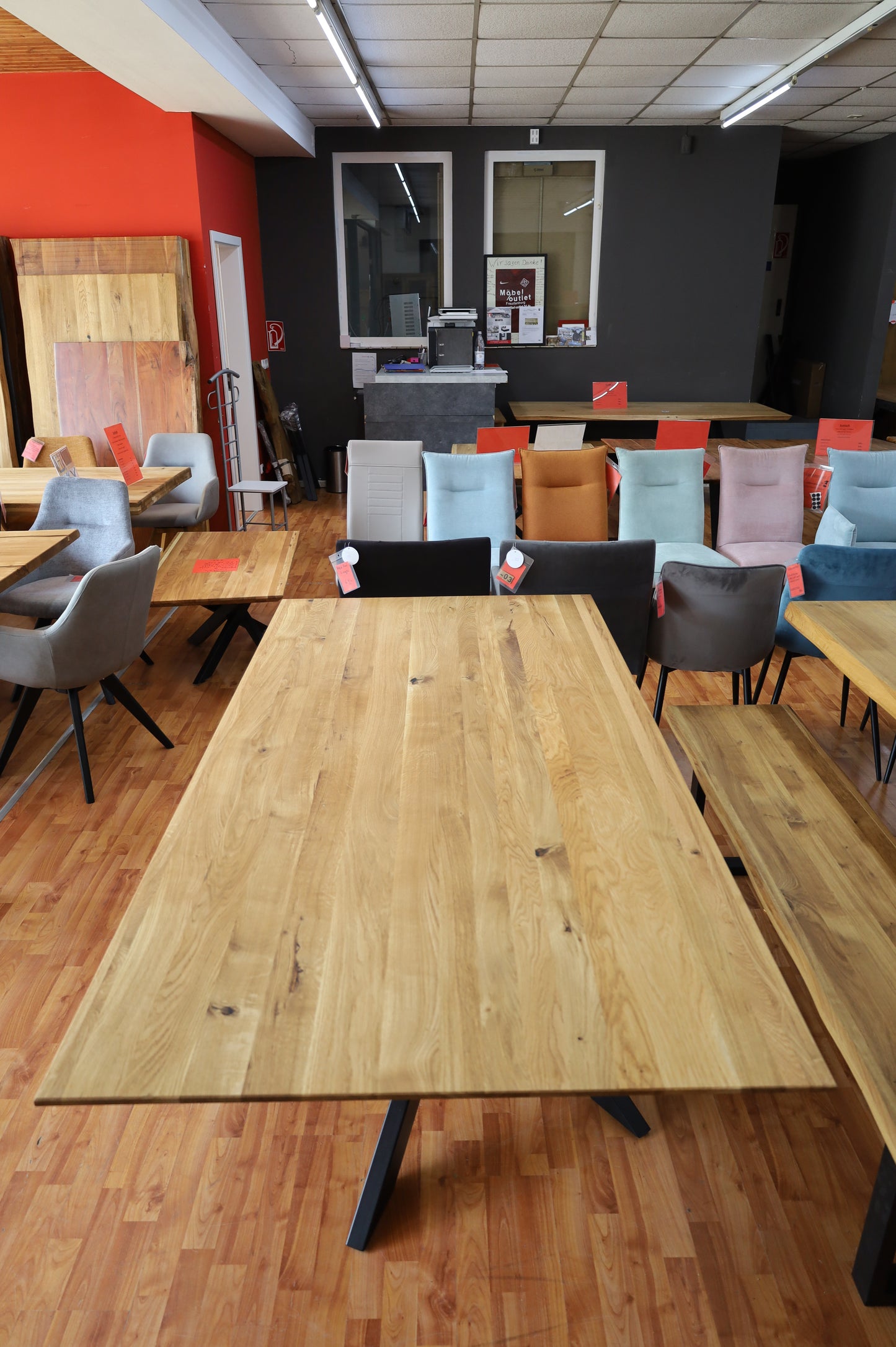 Esstisch Tisch + Massivholz Eiche + Stern Gestell 220x100cm