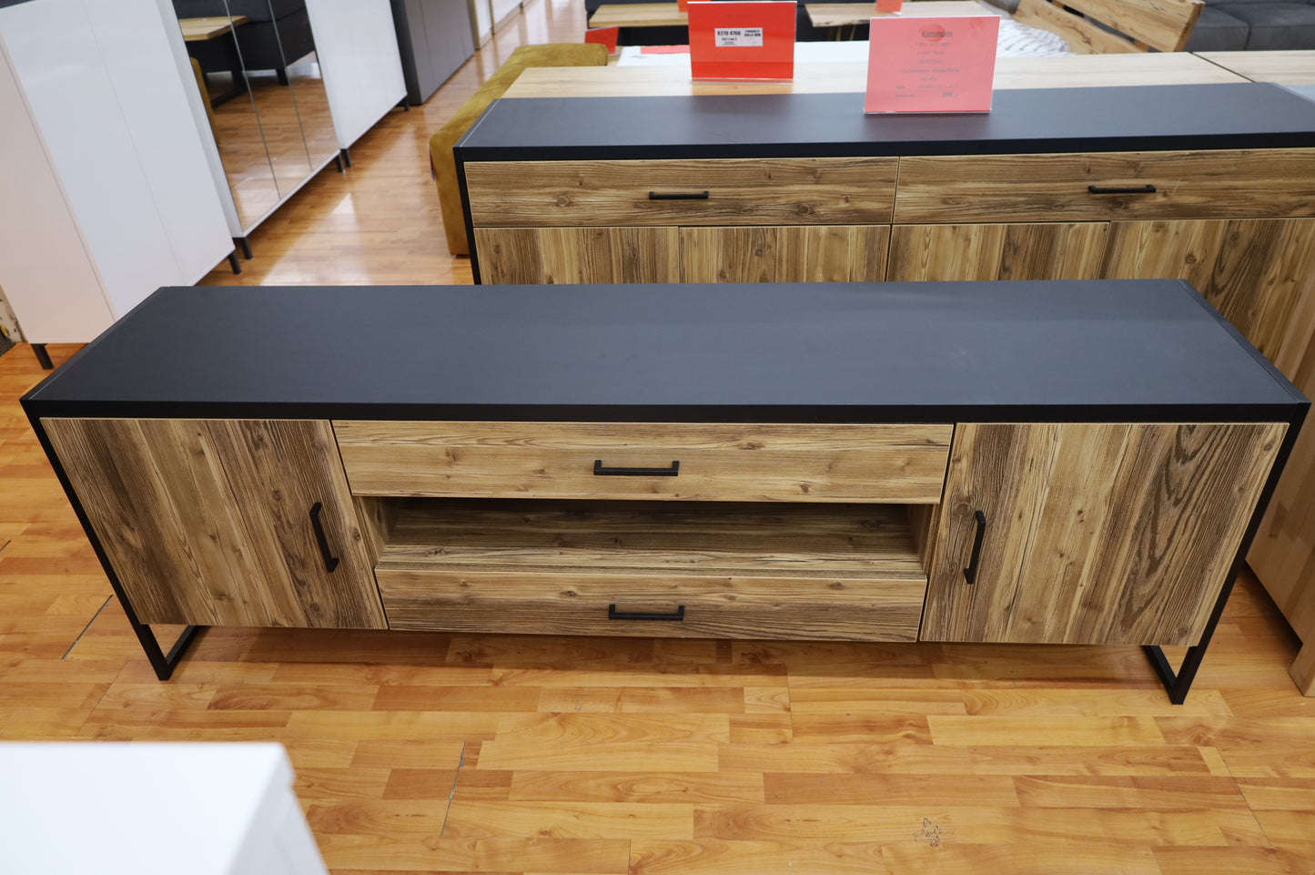 Tv- Unterschrank + Holz Optik + Schubladen + Einlegebodenkanten