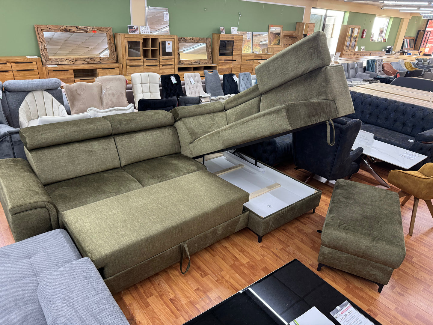 Sofa Couch Wohnlandschaft +Bettfunktion +Stauraum +Hocker