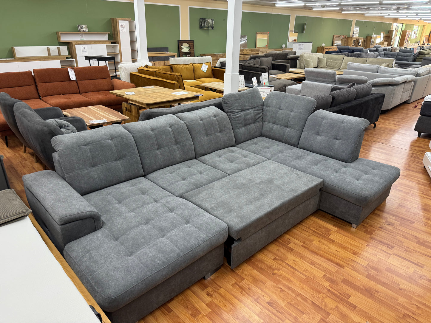 Wohnlandschaft Sofa Couch +Bettfunktion +Stauraum +Kopfstützenverstellung
