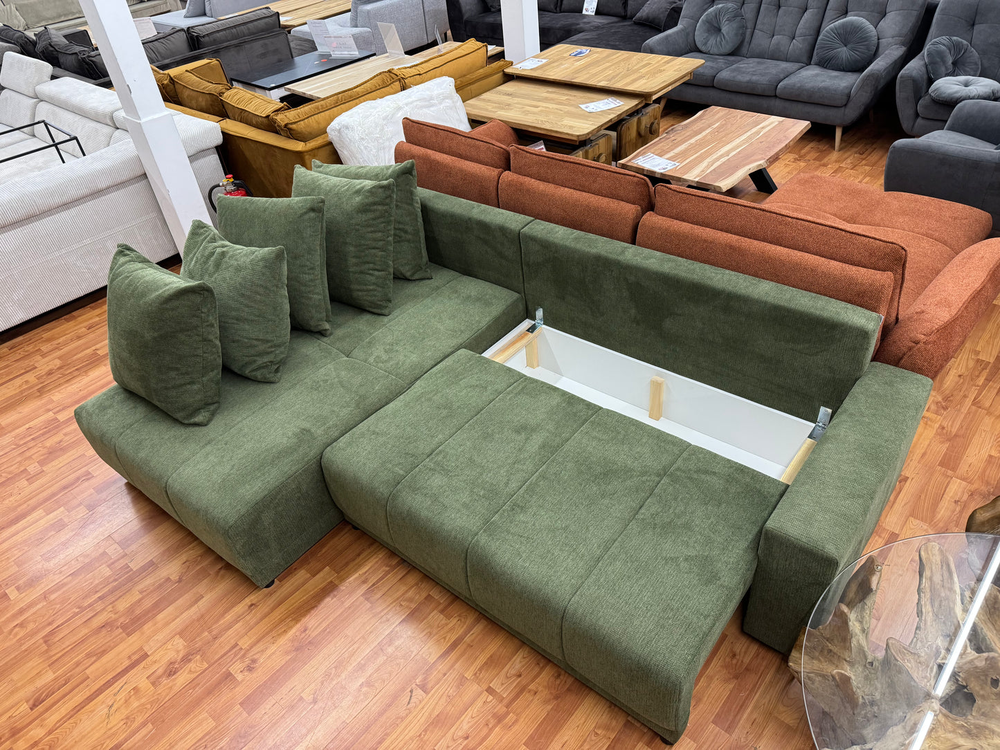 Sofa Couch Wohnlandschaft +Bettfunktion +Stauraum +Kissen