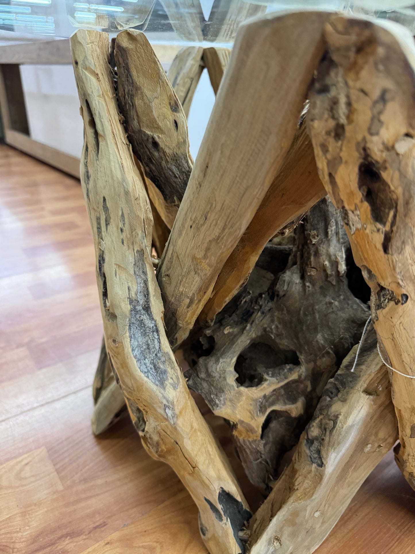 Beistelltisch Couchtisch +Teak +Massivholz +Glasplatte +Einzelstück