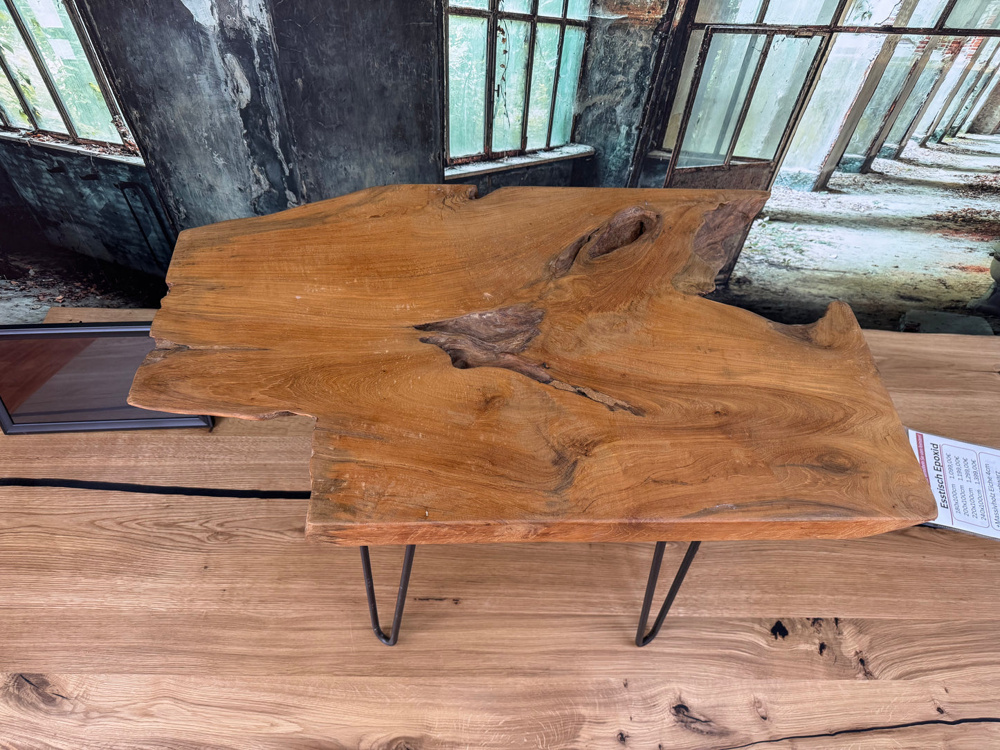 Couchtisch Tisch Beistelltisch +Teak +Vollmassiv +Metallgestell +Einzelstück