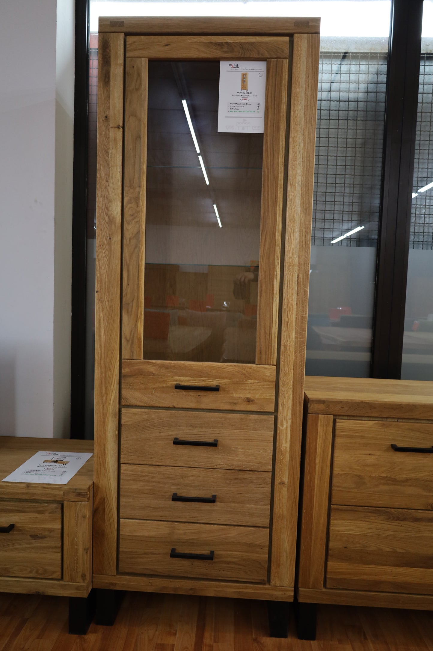 Highboard + Soft-Close + Front Massiv Holz Eiche + großer Stauraum