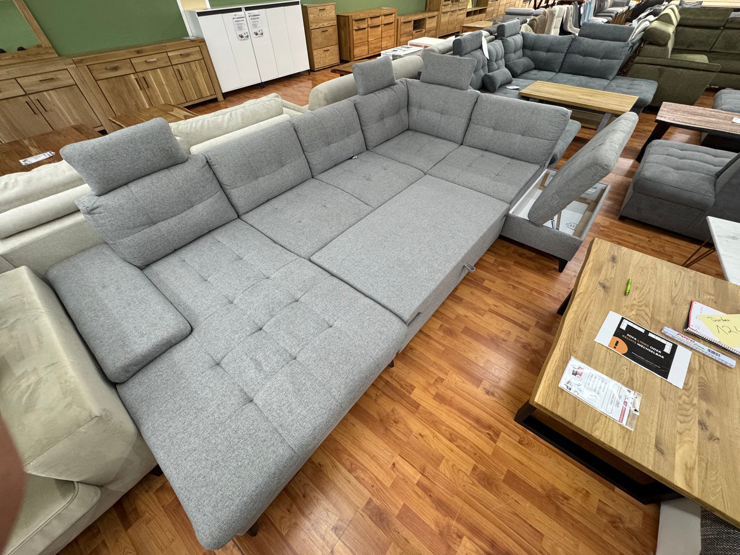 Sofa Couch Wohnlandschaft +Bettfunktion +Stauraum +Kopfkissen