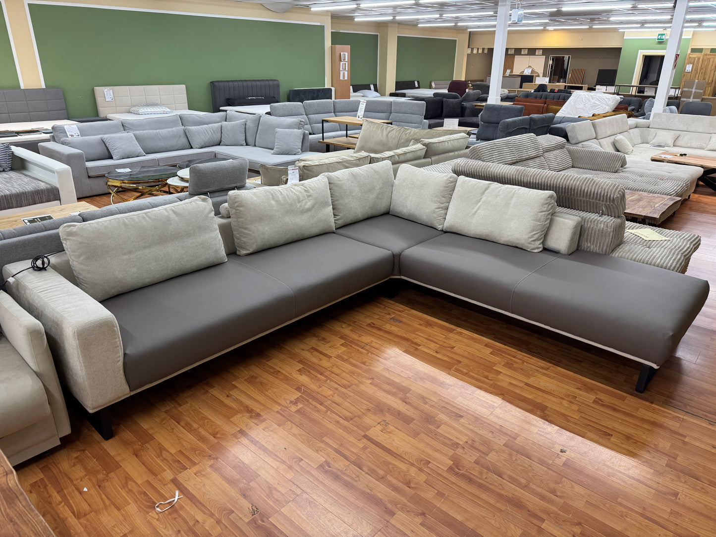 Sofa Couch Wohnlandschaft +Kunstleder +elektr. Sitztiefenverstellung