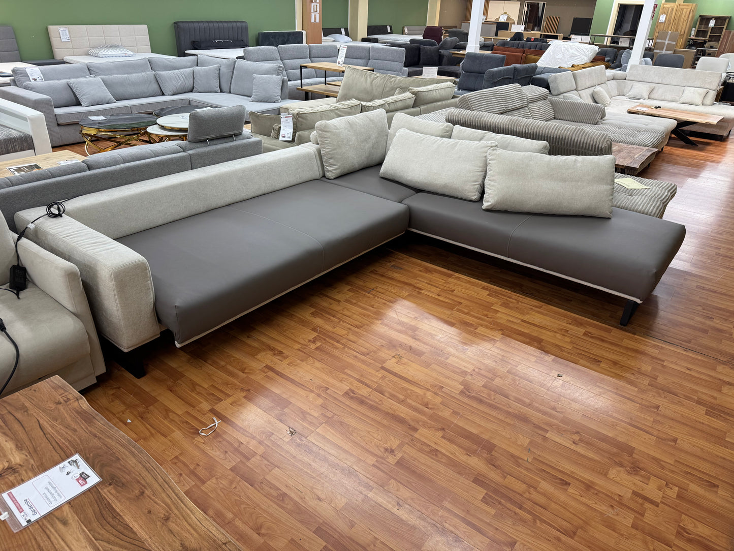 Sofa Couch Wohnlandschaft +Kunstleder +elektr. Sitztiefenverstellung
