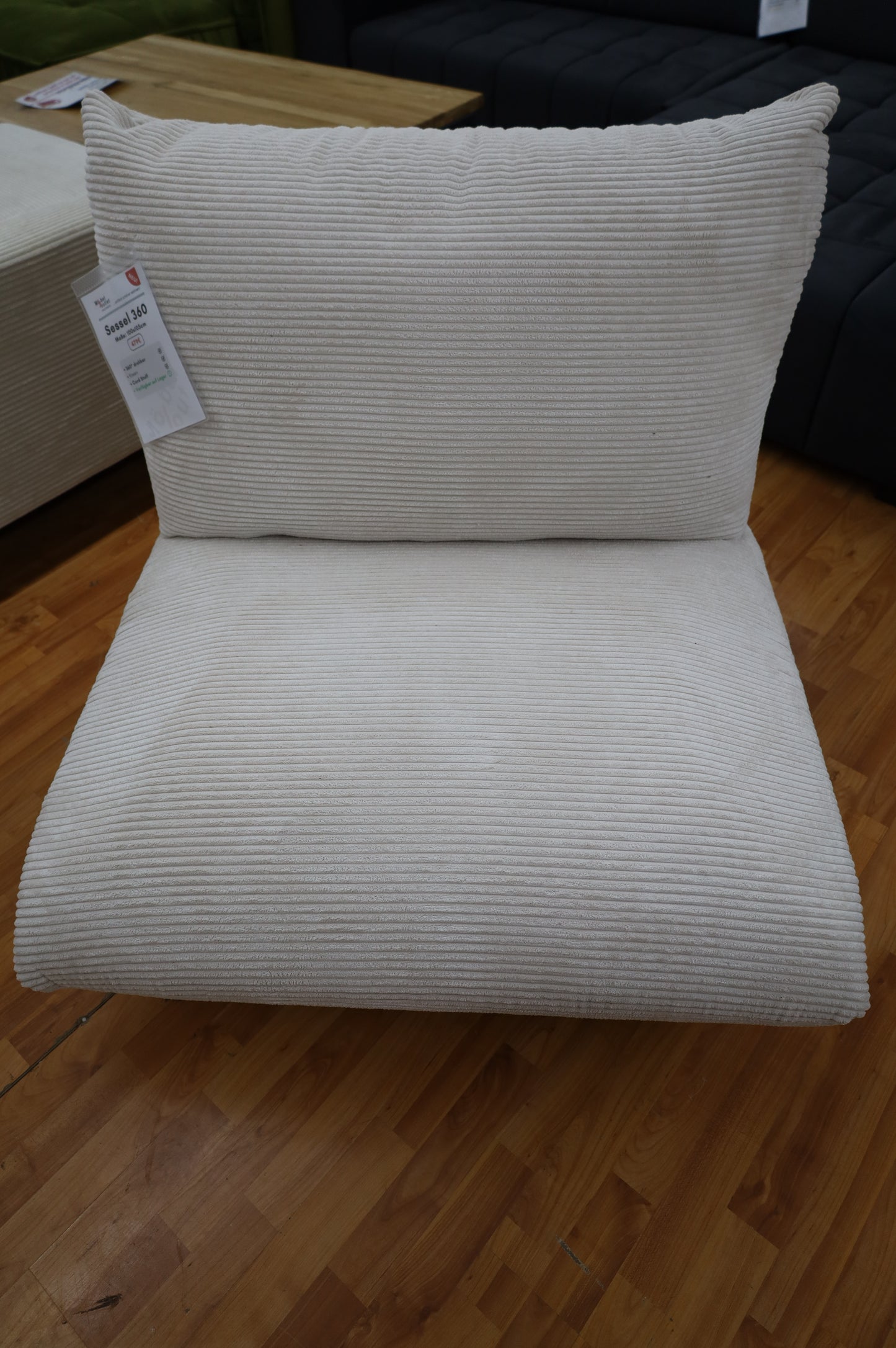 Sessel Cordstoff +360° drehbar +Kissen