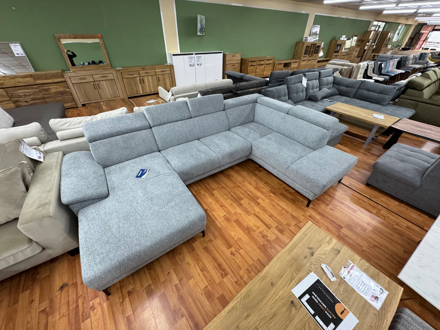 Wohnlandschaft Sofa Couch +elektr. Sitztiefenvertellung +Stauraum +Kopfstützenverstellung