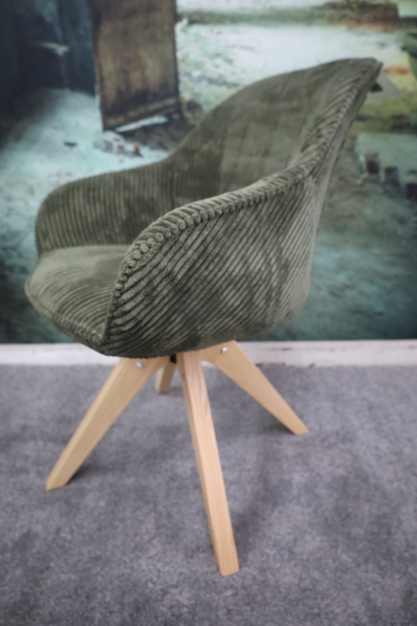 Esszimmerstuhl Stuhl +360° drehbar +Armlehne +Cordstoff