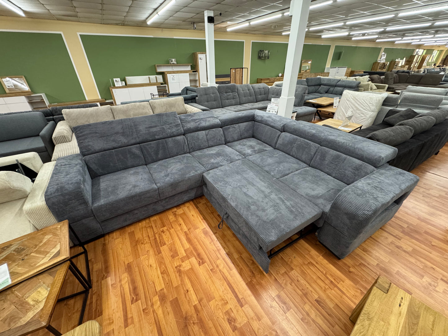 Sofa Couch Wohnlandschaft +Cord +Bettfunktion +Stauraum +Kopfstützenverstellung