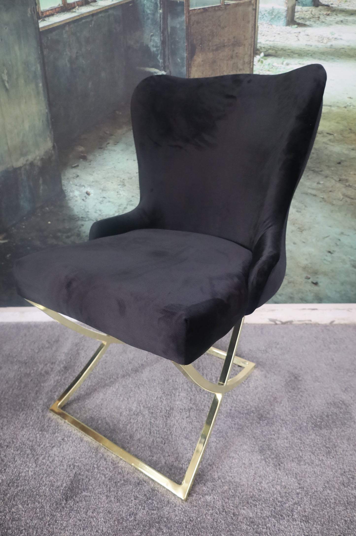 Esszimmerstuhl Stuhl +Samtstoff +Gold oder Chrom Gestell +mehrere Farben