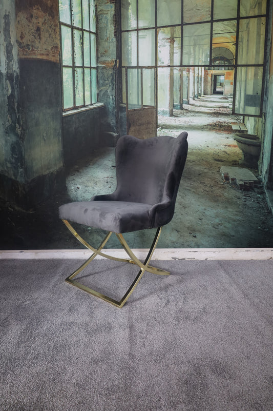 Esszimmerstuhl Stuhl +Samtstoff +Gold oder Chrom Gestell +mehrere Farben