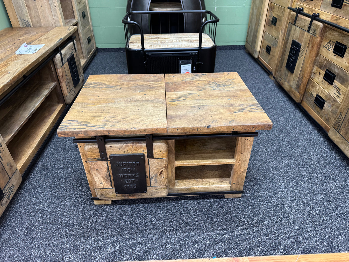 Truhe Couchtisch +Mango Massiv +Industrial Look +verschiedene Varianten