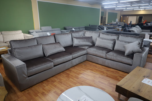 Sofa Couch Wohnlandschaft +Samtstoff +Kissen