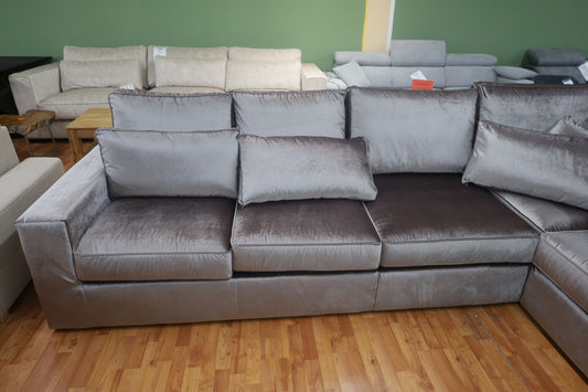 Sofa Couch Wohnlandschaft +Samtstoff +Kissen