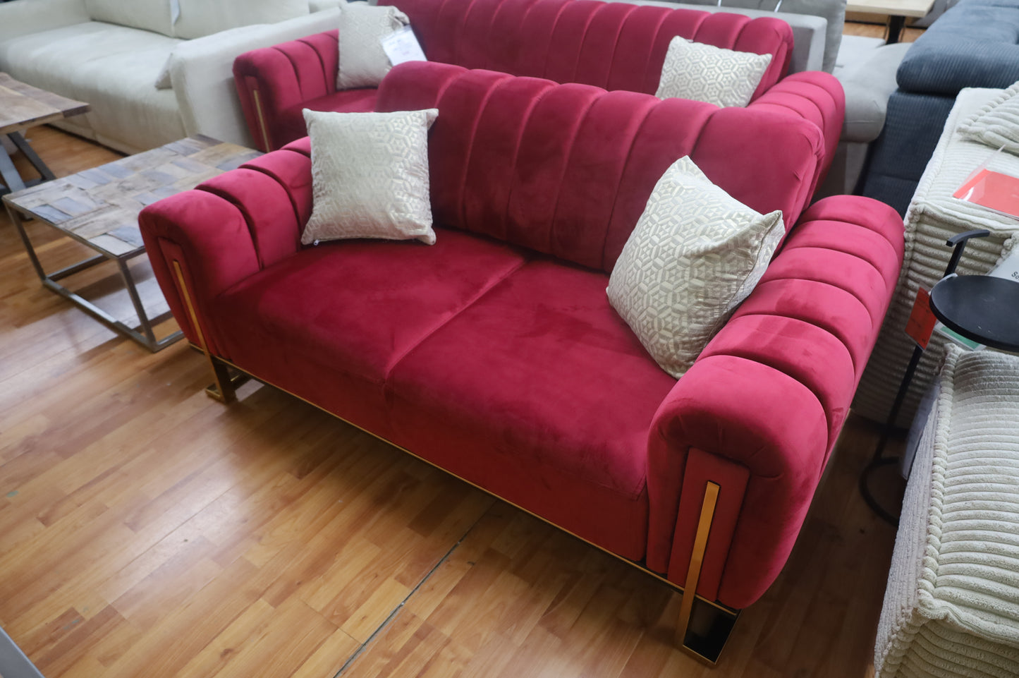 Sofa Couch Wohnlandschaft +Kissen +Sitztiefe verstellbar