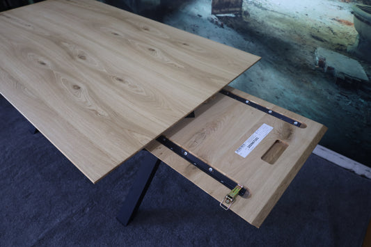 Esstisch Tisch Auszugstisch+50cm +Schweizerkante Eiche +X-Gestell
