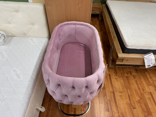 Babybett +Samtstoff +Chester +Gestell in Chrom oder Gold