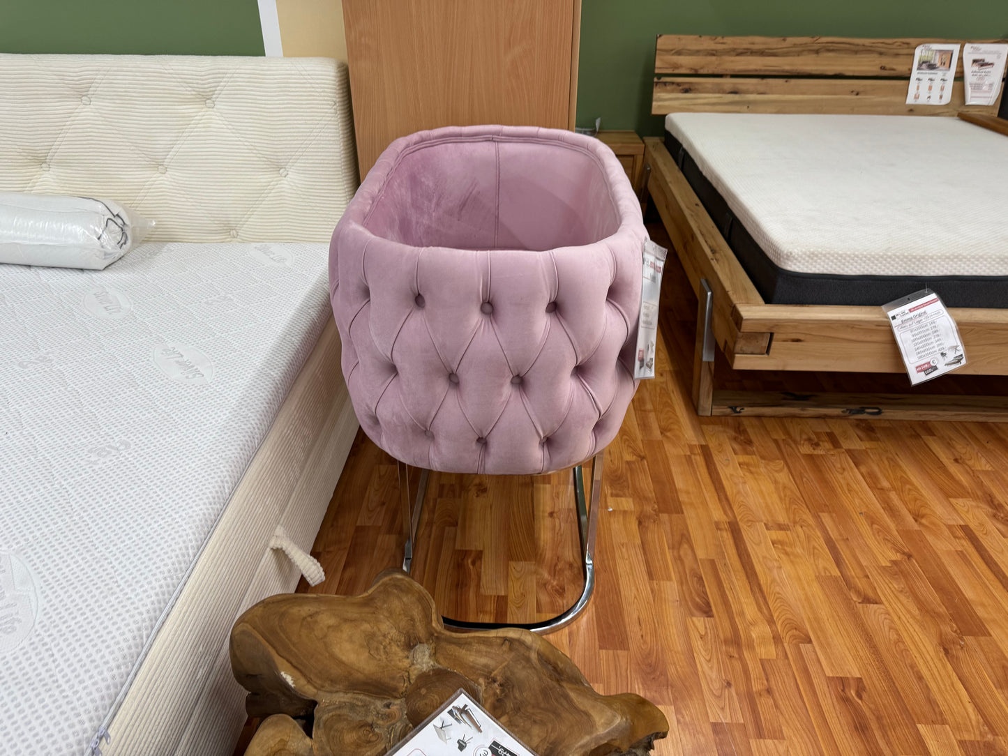 Babybett +Samtstoff +Chester +Gestell in Chrom oder Gold